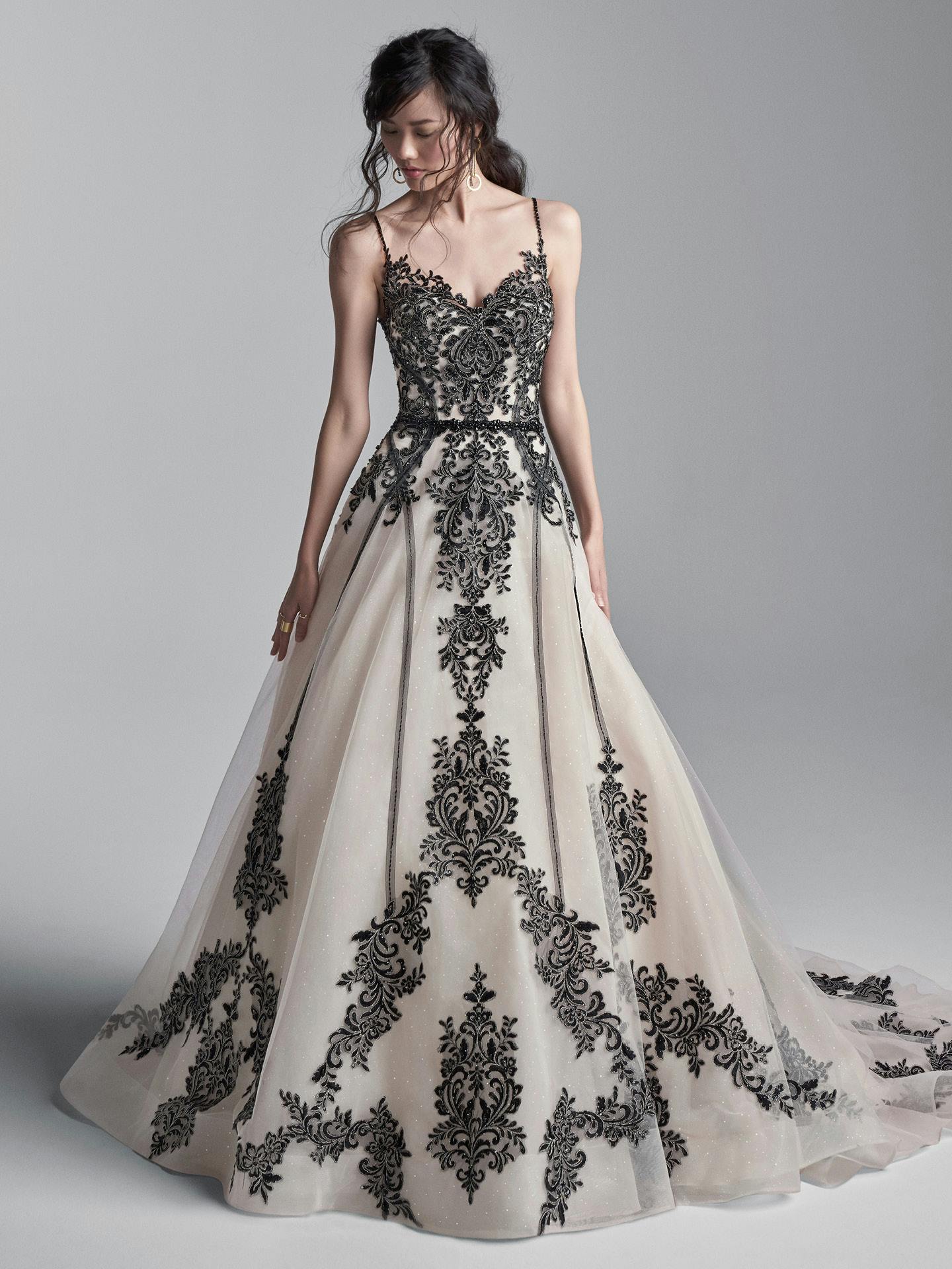 Sottero and Midgley Santiago black lace A-line wedding dress